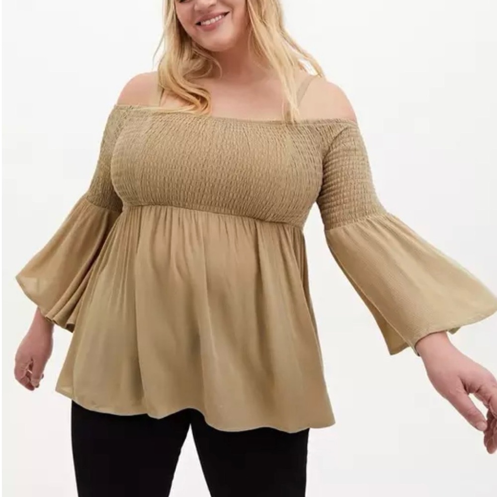 Torrid gauze baby doll cold shoulder top